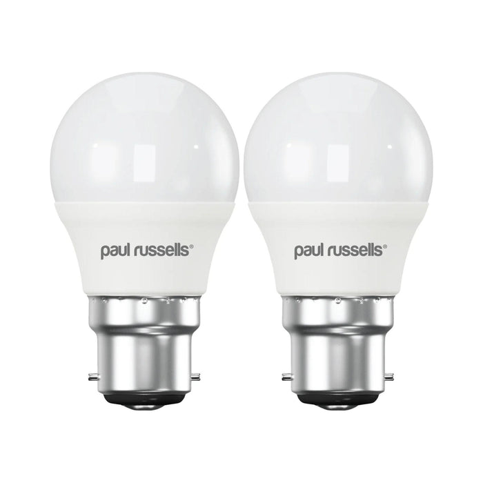 2 X LED Dimmable Golf B22 5.5W (40W) Warm White Bayonet Cap Light Bulbs by Paul Russells