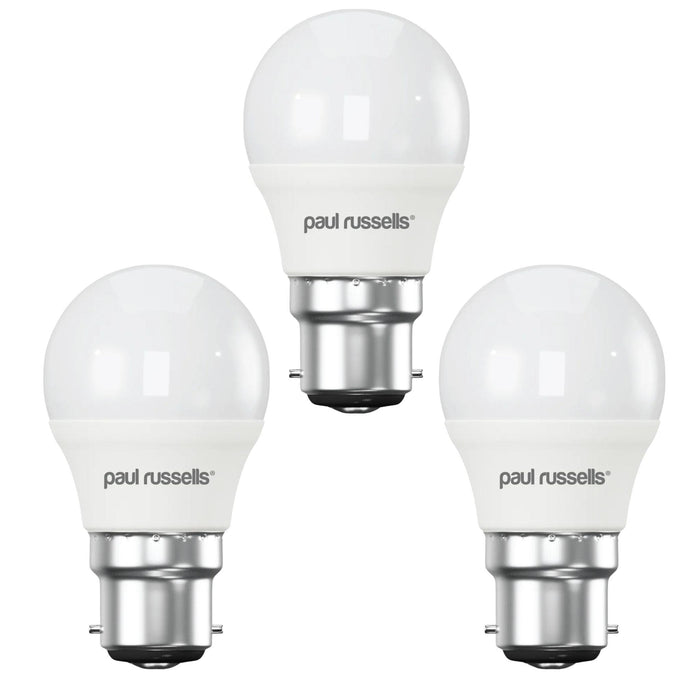3 X LED Dimmable Golf B22 5.5W (40W) Warm White Bayonet Cap Light Bulbs by Paul Russells
