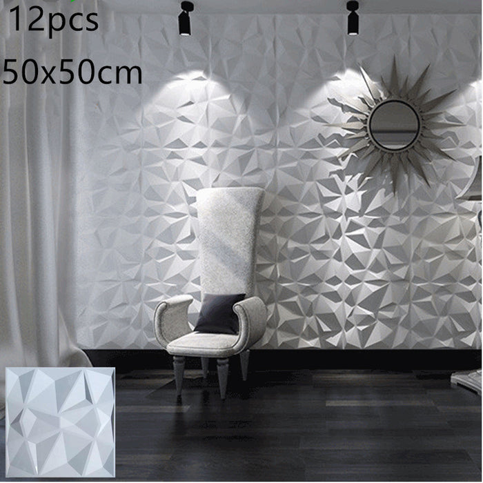 3D Geometric Wall Panel – Bright silverC12pc, 50X50