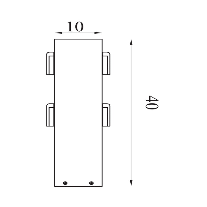 Dimension diagram of the 4 Socket UK/EU Outdoor, Black, Garden Power Socket - IP44 with height and width in cm.