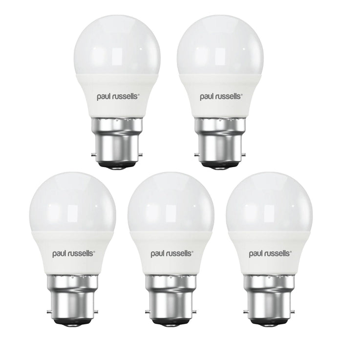 5 X LED Dimmable Golf B22 5.5W (40W) Warm White Bayonet Cap Light Bulbs by Paul Russells