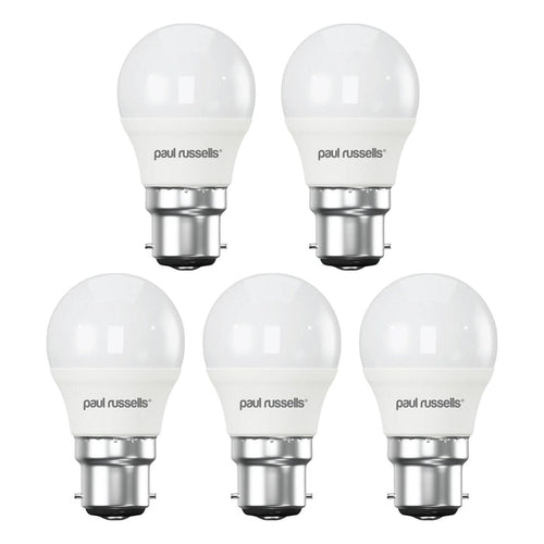 5 X LED Dimmable Golf B22 5.5W (40W) Warm White Bayonet Cap Light Bulbs by Paul Russells