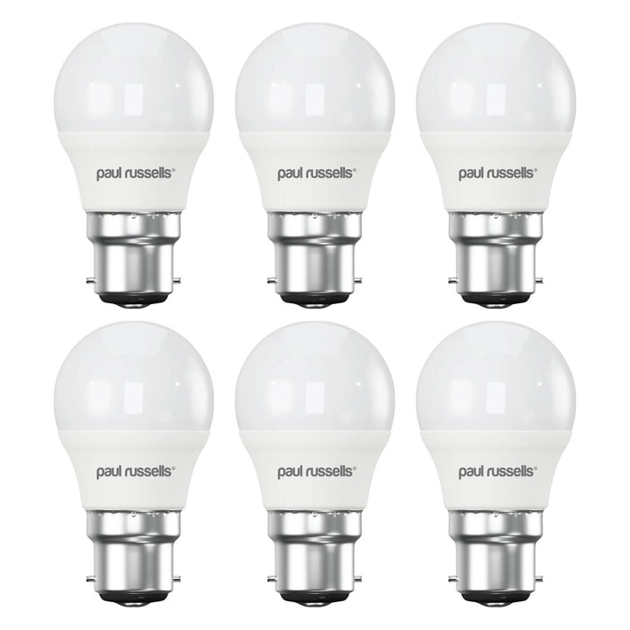 6 X LED Dimmable Golf B22 5.5W (40W) Warm White Bayonet Cap Light Bulbs by Paul Russells