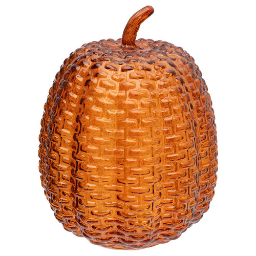 8.5" Umber Textured Glass Pumpkin Fall Autumn