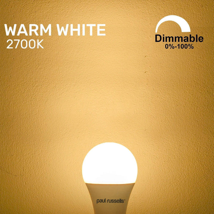 12 X LED Dimmable B22 8.5W (60W) Warm White GLS Bayonet Cap Light Bulbs — close-up detail