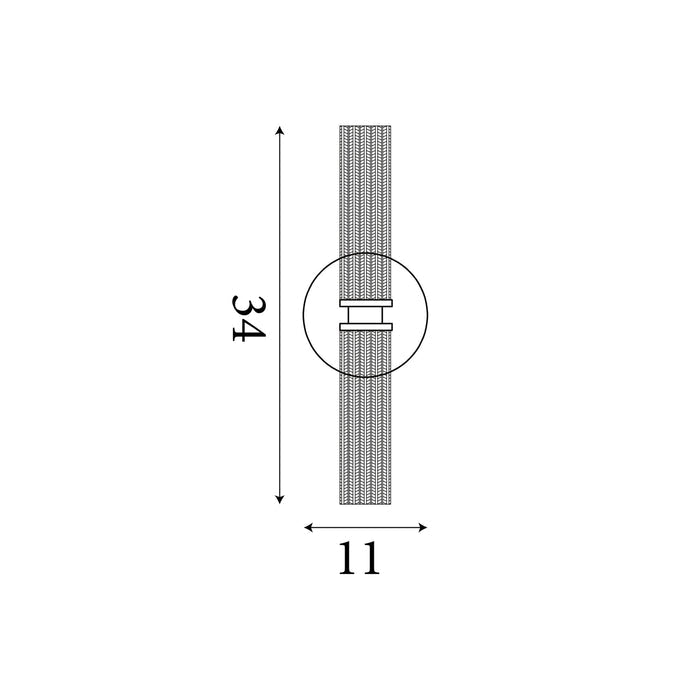 Dimension diagram of the Aberdeen Bathroom, Satin Brass, LED Wall Light - IP44 with height and width in cm.