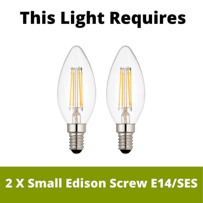 Aegean Polished Brass Double Wall Light requires 2 x Small Edison Screw E14/SES bulbs