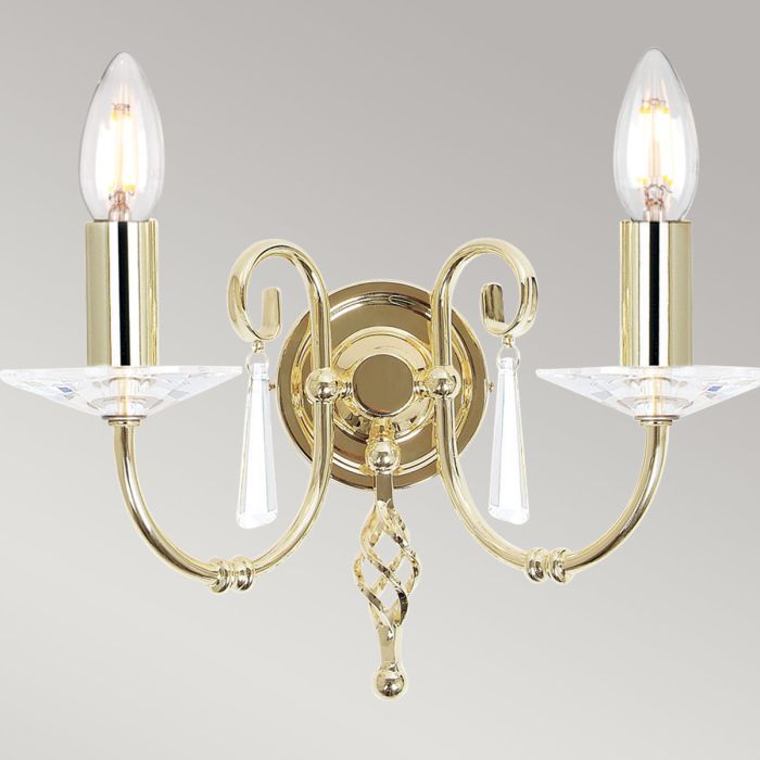 Aegean Polished Brass Double Wall Light — lifestyle setting