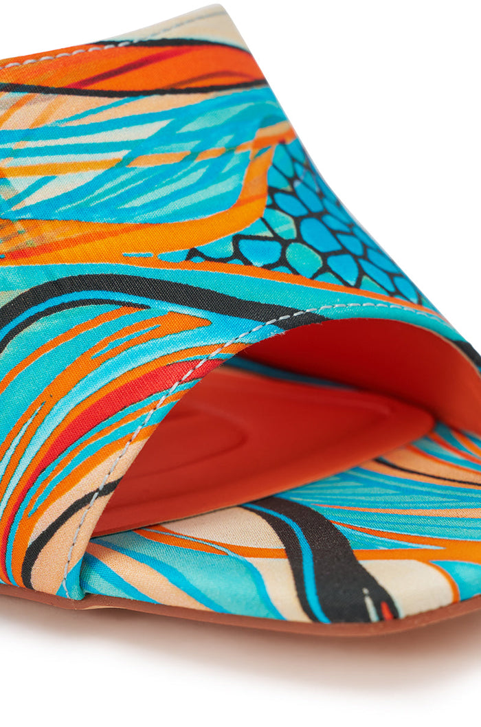 AKIRA DOMNINA BLUE MULTI STILETTO PRINT SANDAL