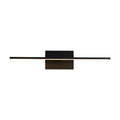 Amalfi matt black bathroom wall light lit, slender LED bar on a square backplate