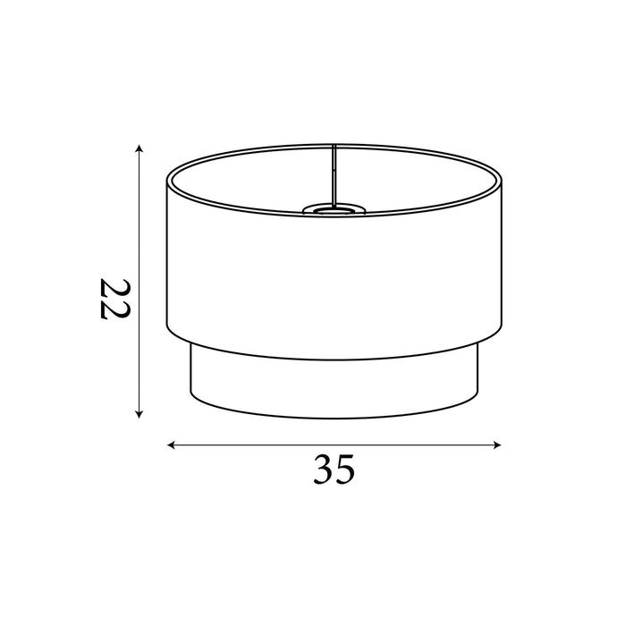 Dimension diagram of the Amelie, White/Silver/Champagne, Ceiling Lampshade - Two Tier with height and width in cm.