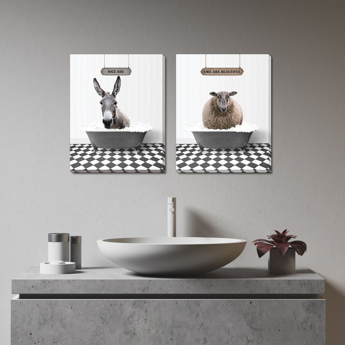 Animals in Bathtub Wall Art