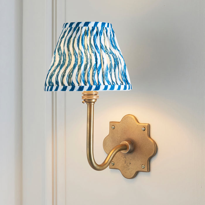 Anvil Swan Antique Brass Wall Light & Ripple 16cm Blue Shade by Endon Lighting — suits living rooms, bedrooms & hallways