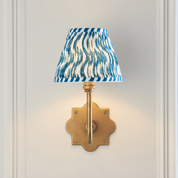 Anvil Swan Antique Brass Wall Light & Ripple 16cm Blue Shade — additional angle
