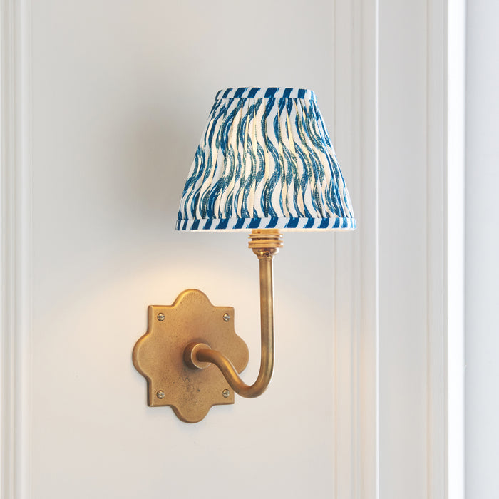 Anvil Swan Antique Brass Wall Light & Ripple 16cm Blue Shade — lifestyle setting