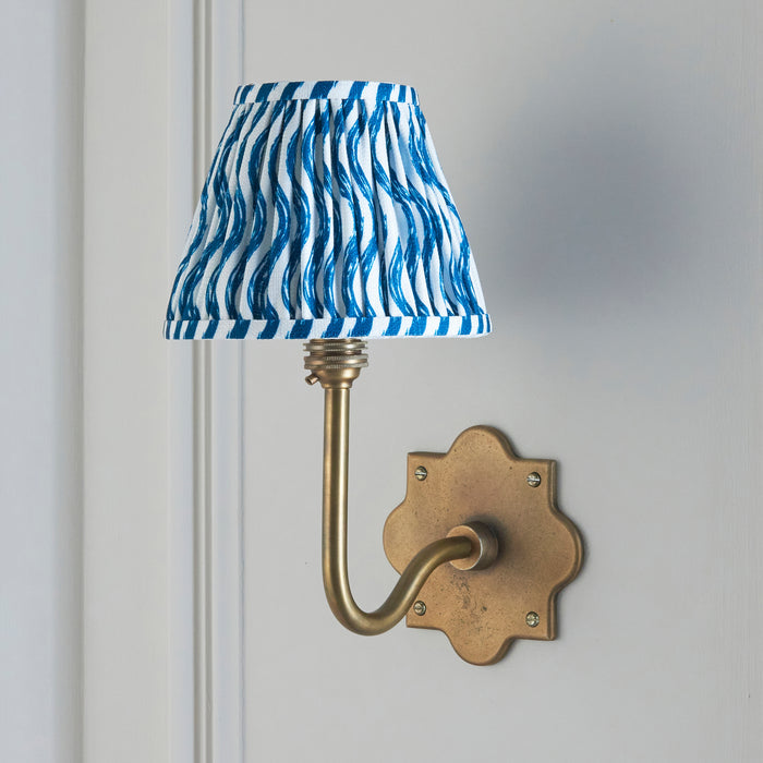 Anvil Swan Antique Brass Wall Light & Ripple 16cm Blue Shade — side profile