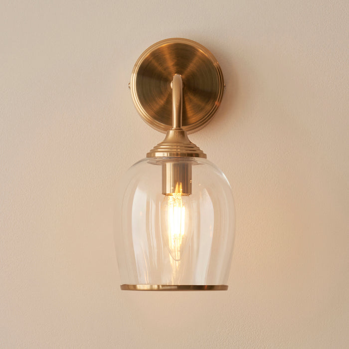 Ashcroft Brass Wall Light - Glass Shade — rear view