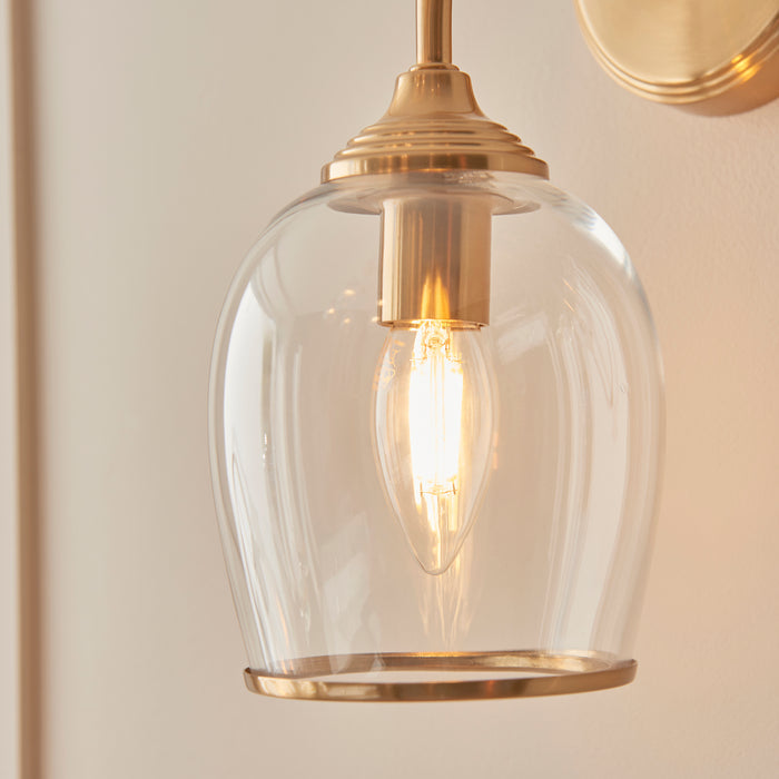 Ashcroft Brass Wall Light - Glass Shade — side profile