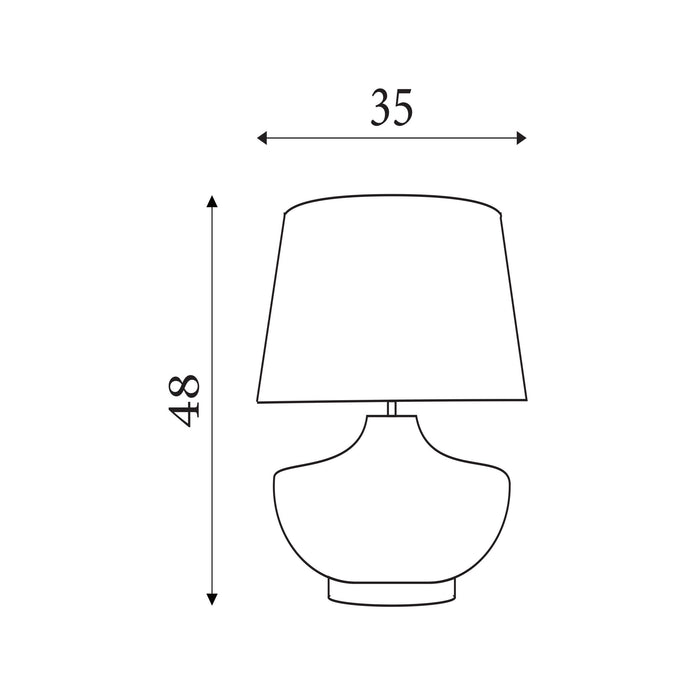 Dimension diagram of the Avaya, Textured Ceramic, Table Lamp - Beige Linen Shade with height and width in cm.