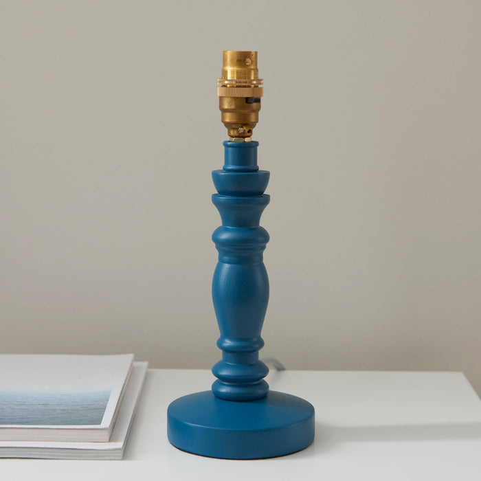 Bibury Blue Table Lamp & Ikat 16cm Marlin Blue Shade — rear view