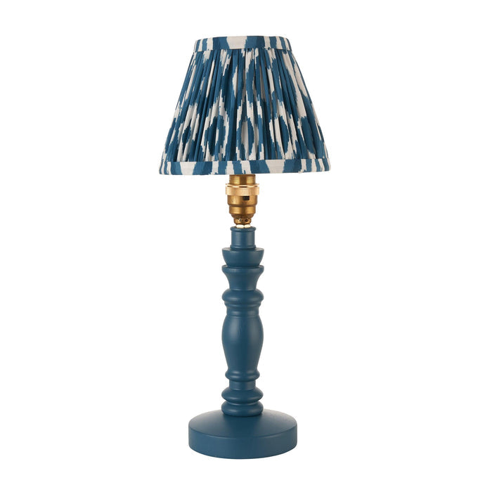 Bibury Blue Table Lamp & Ikat 16cm Marlin Blue Shade — side profile