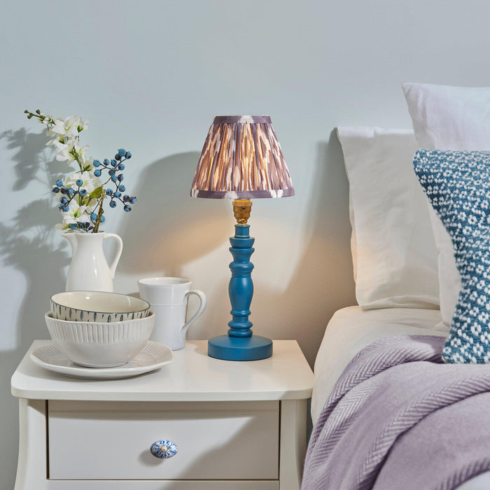 Bibury Blue Table Lamp & Ikat 16cm Pearl Grey Shade by Endon Lighting — suits living rooms, bedrooms & offices