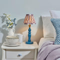 Bibury Blue Table Lamp & Ikat 16cm Pearl Grey Shade by Endon Lighting — suits living rooms, bedrooms & offices