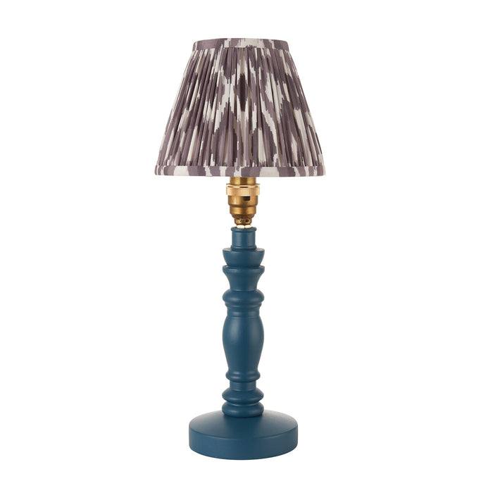 Bibury Blue Table Lamp & Ikat 16cm Pearl Grey Shade — additional angle