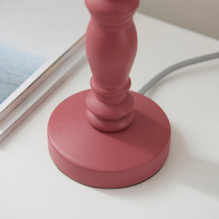 Bibury Pink Table Lamp & Ikat 16cm Marlin Blue Shade — additional angle