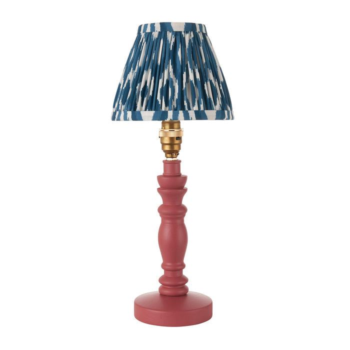 Bibury Pink Table Lamp & Ikat 16cm Marlin Blue Shade — side profile