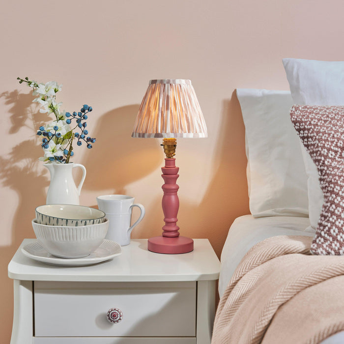 Bibury Pink Table Lamp & Ikat 16cm Neutral Shade by Endon Lighting — suits living rooms, bedrooms & offices