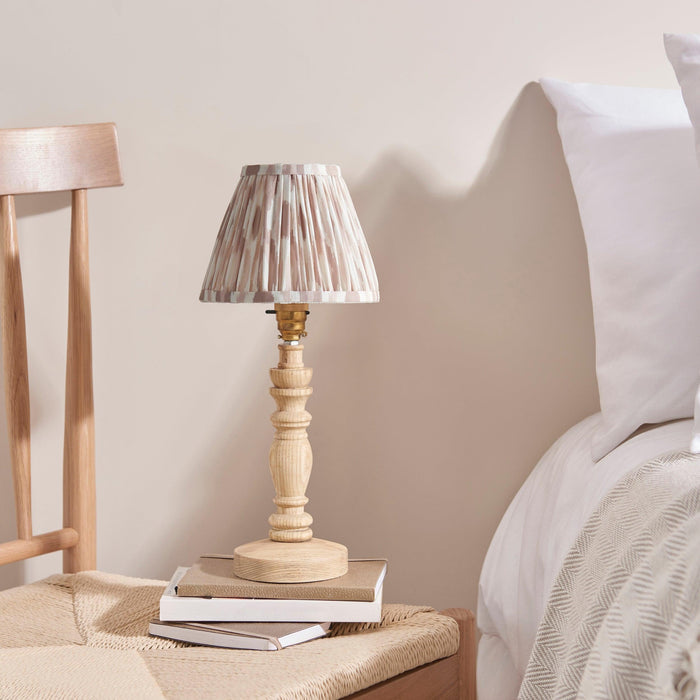Bibury Wooden Table Lamp & Ikat 16cm Neutral Shade — rear view
