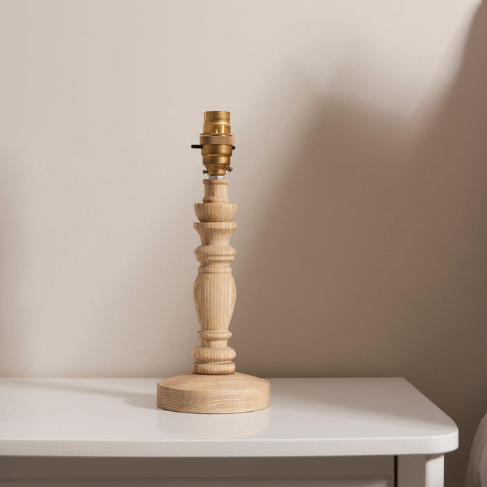 Bibury Wooden Table Lamp & Ikat 16cm Neutral Shade — additional angle