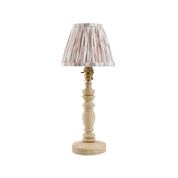 Bibury Wooden Table Lamp & Ikat 16cm Neutral Shade — side profile
