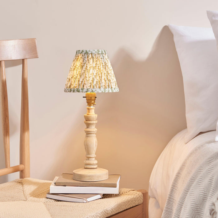Bibury Wooden Table Lamp & Leaf 16cm Herb Garden Green Shade by Endon Lighting — suits living rooms, bedrooms & offices