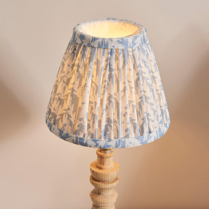 Bibury Wooden Table Lamp & Leaf 16cm Shell Bay Blue Shade — rear view