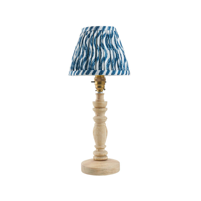 Bibury Wooden Table Lamp & Ripple 16cm Marlin Blue Shade — lifestyle setting