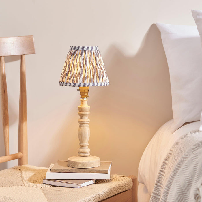 Bibury Wooden Table Lamp & Ripple 16cm Pearl Grey Shade by Endon Lighting — suits living rooms, bedrooms & offices