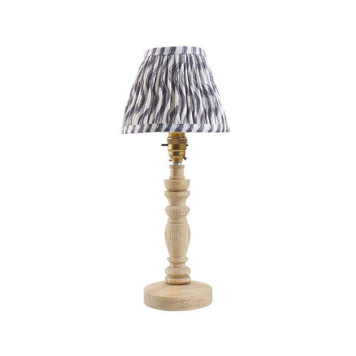 Bibury Wooden Table Lamp & Ripple 16cm Pearl Grey Shade — lifestyle setting