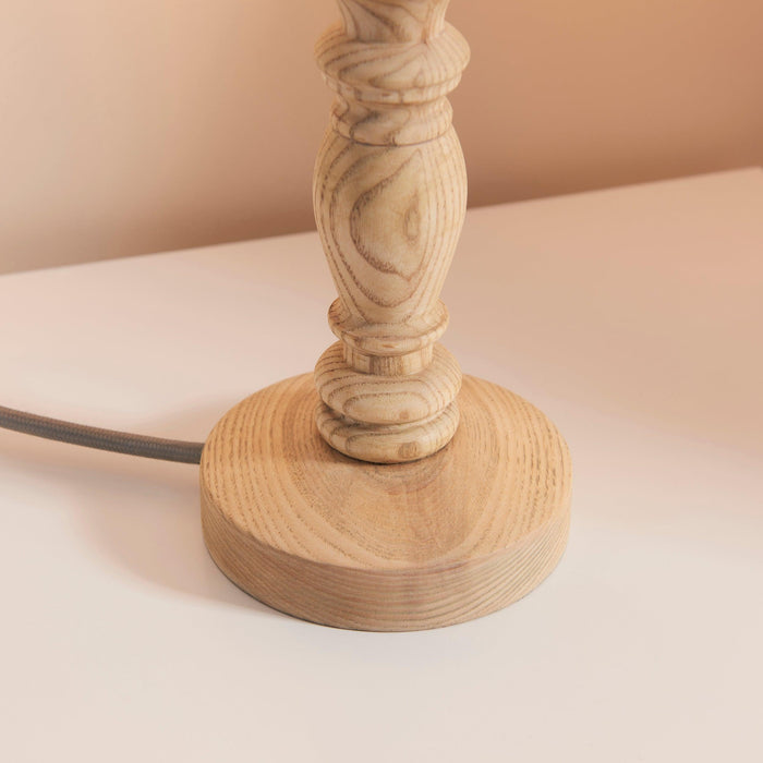 Bibury Wooden Table Lamp & Zigzag 16cm Apricot Orange Shade — side profile