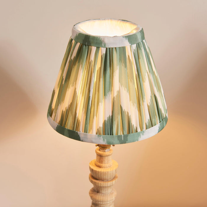 Bibury Wooden Table Lamp & Zigzag 16cm Cotswold Green Shade — additional angle