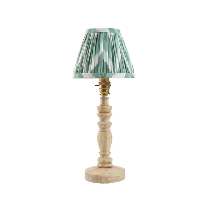 Bibury Wooden Table Lamp & Zigzag 16cm Cotswold Green Shade — lifestyle setting