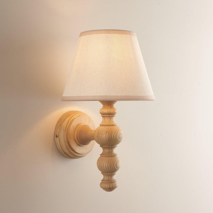 Bibury Wooden Wall Light & 20cm Shade by Endon Lighting — suits living rooms, bedrooms & hallways