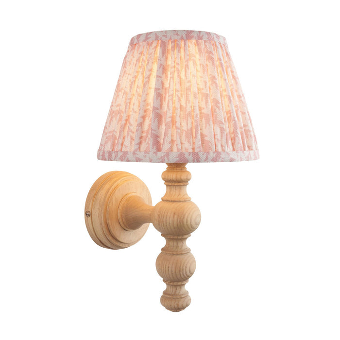 Bibury Wooden Wall Light & Leaf 20cm Peachy keen Shade — close-up detail