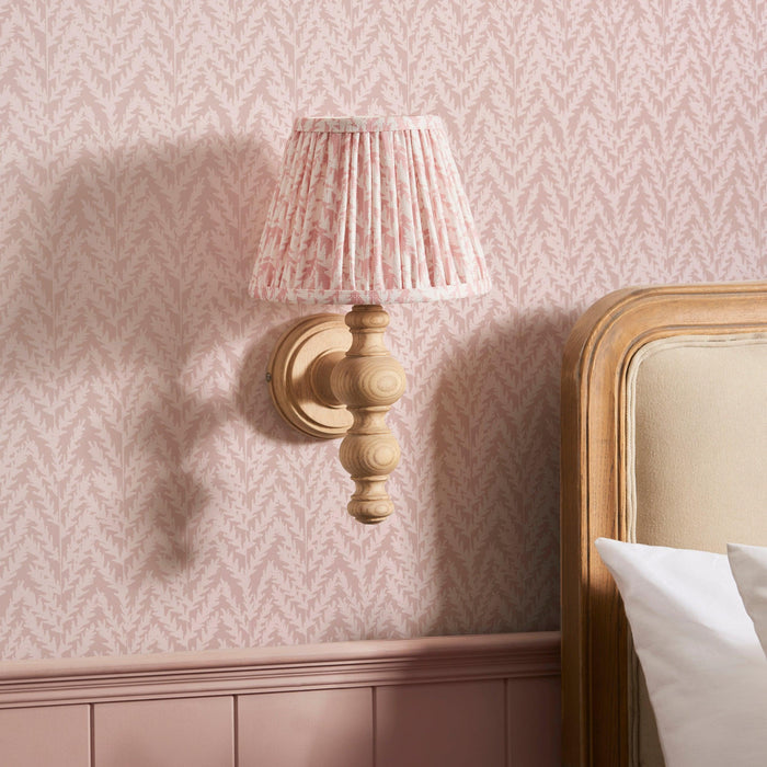 Bibury Wooden Wall Light & Leaf 20cm Peachy keen Shade — lifestyle setting