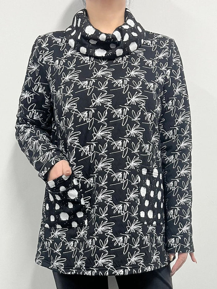 Black and White Cowlneck Tunic