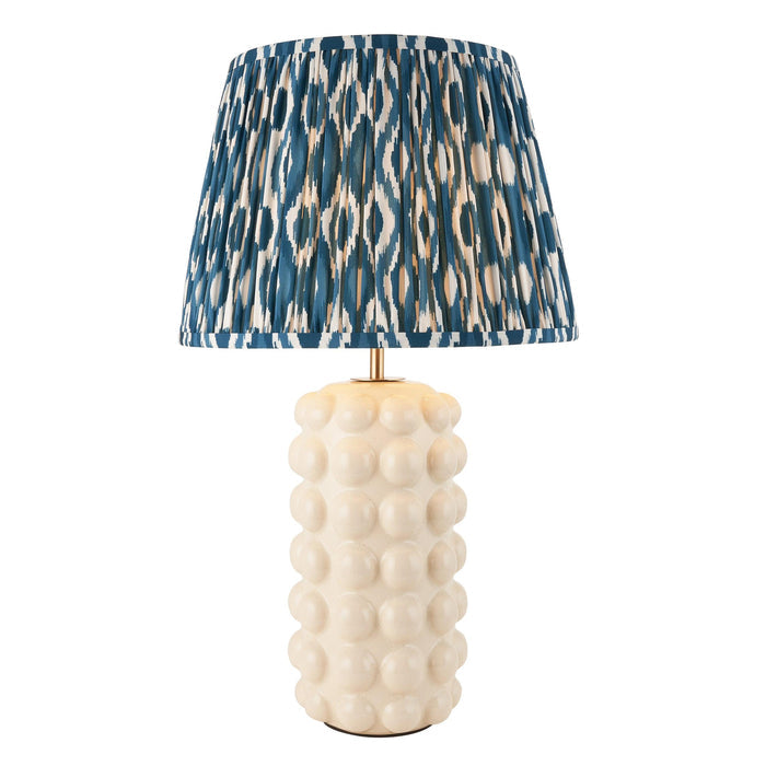 Bobble White Ceramic Table Lamp & Ikat 35cm Marlin Blue Shade — alternate view
