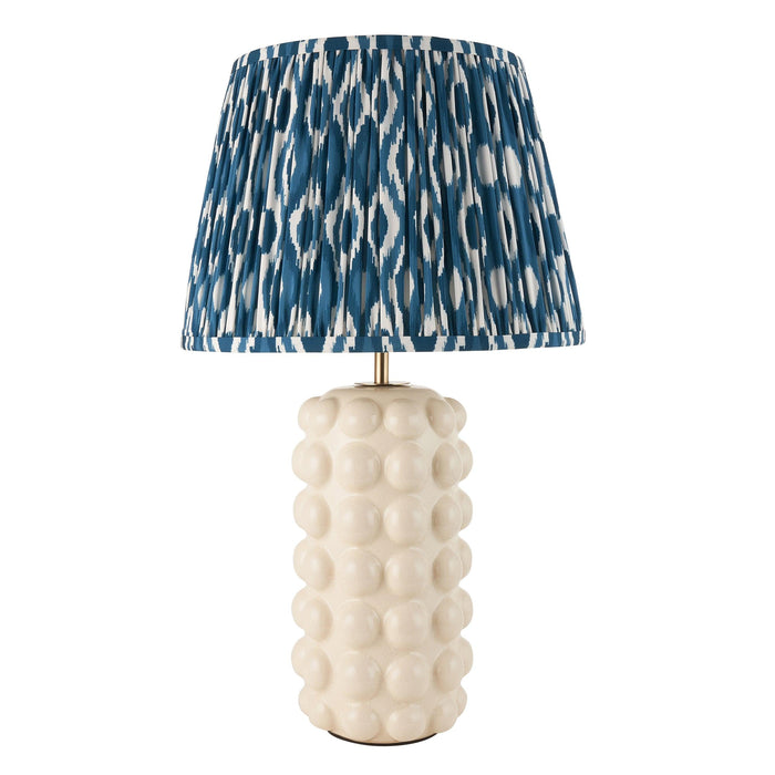 Bobble White Ceramic Table Lamp & Ikat 35cm Marlin Blue Shade — side profile