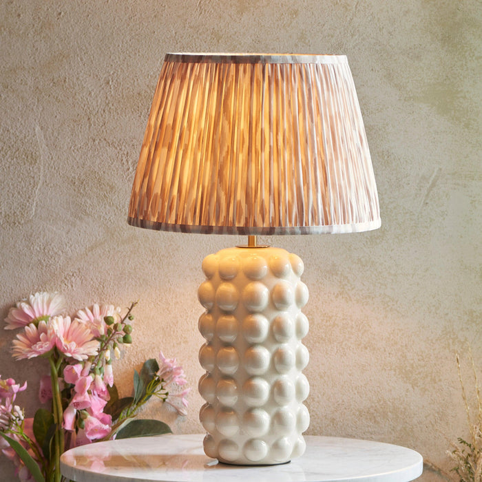 Bobble White Ceramic Table Lamp & Ikat 35cm Neutral Shade by Endon Lighting — suits living rooms, bedrooms & offices