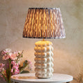 Bobble White Ceramic Table Lamp & Ikat 35cm Pearl Grey Shade by Endon Lighting — suits living rooms, bedrooms & offices